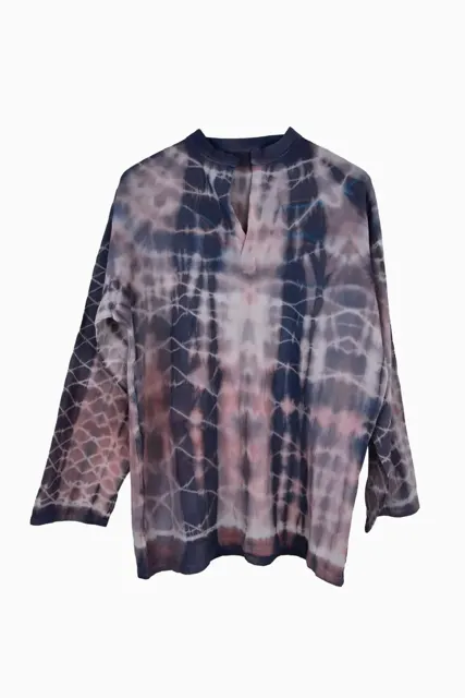 İndigo shibori gömlek